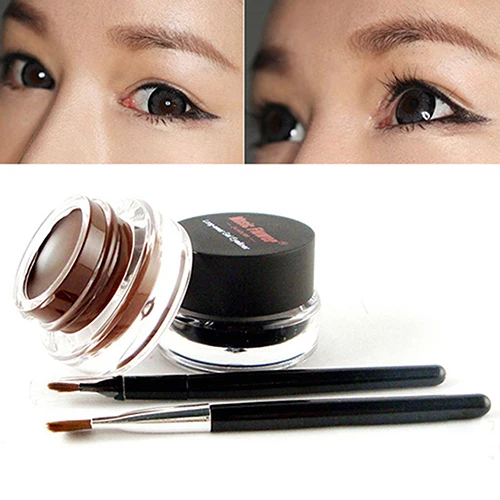 2 ks/veľa Nepremokavé Kozmetika Nástroje Eye Liner make-up Očí Kefa Gélové Očné linky, gélové očné linky, vrátane čiernej a hnedej dve farby