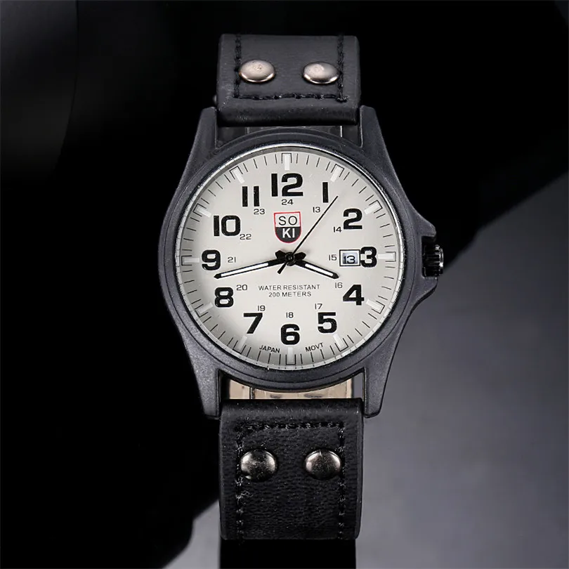 2018 Vintage Classic pánske Nepremokavé Dátum Kožený Remienok Šport Quartz Army Hodinky Jednoduché Klasiky muži hodinky Luxusné Darčeky F80