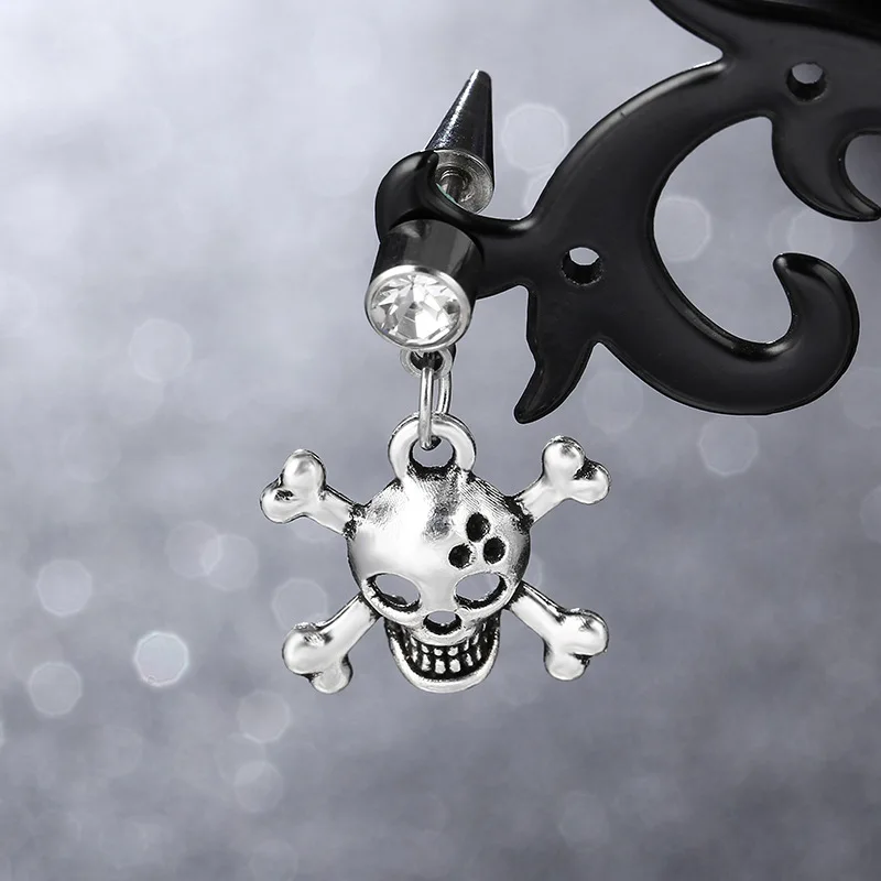 2019 pánske Šperky, Náušnice, Gombíky Retro Štýle Gothic Pirate Skull Skull Motocykel Titánové Ocele, Náušnice Piercing