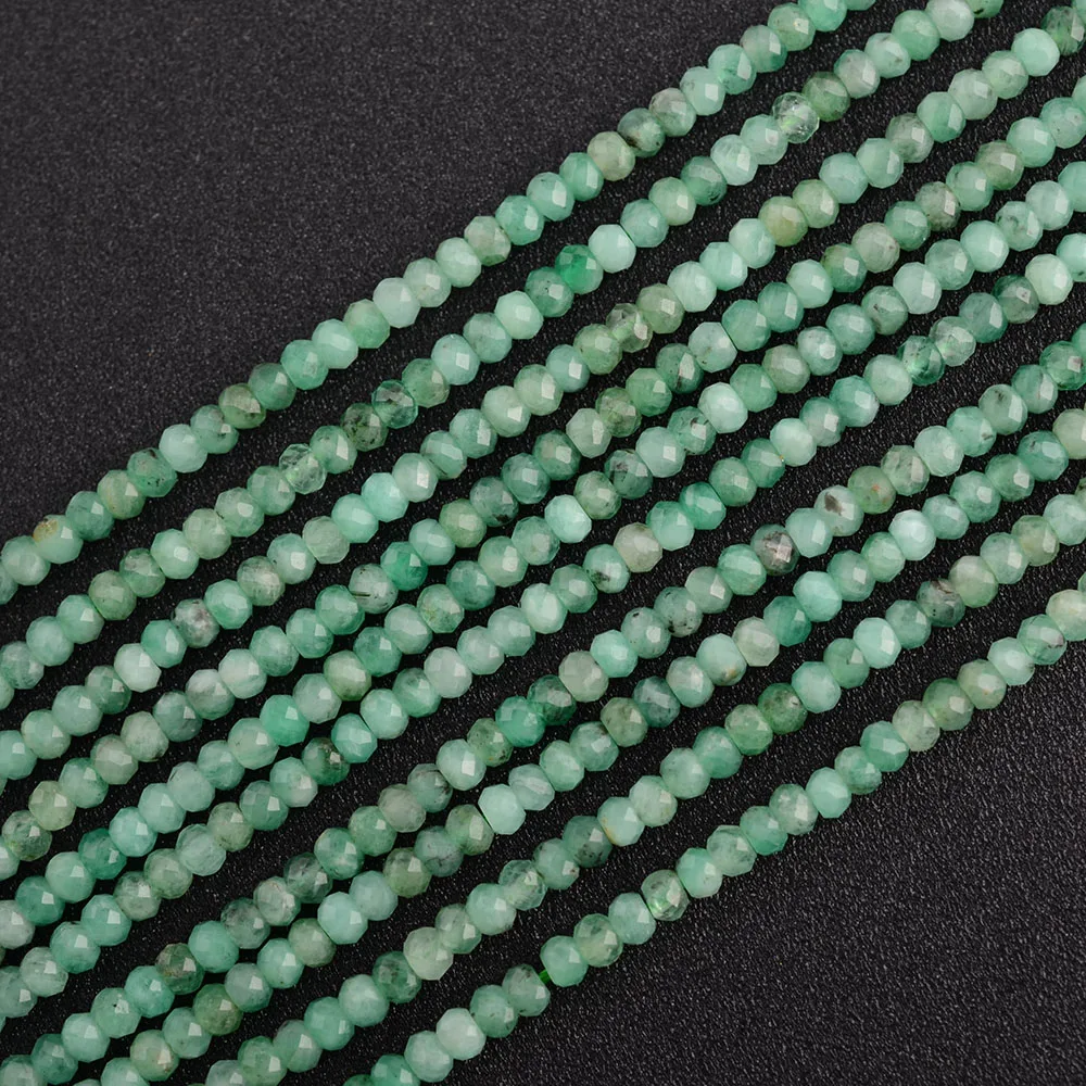 2strands 2x3mm Prírodné Tvárou Emerald Kolo kameň Korálky Pre DIY náhrdelník náramok šperky, aby 15 