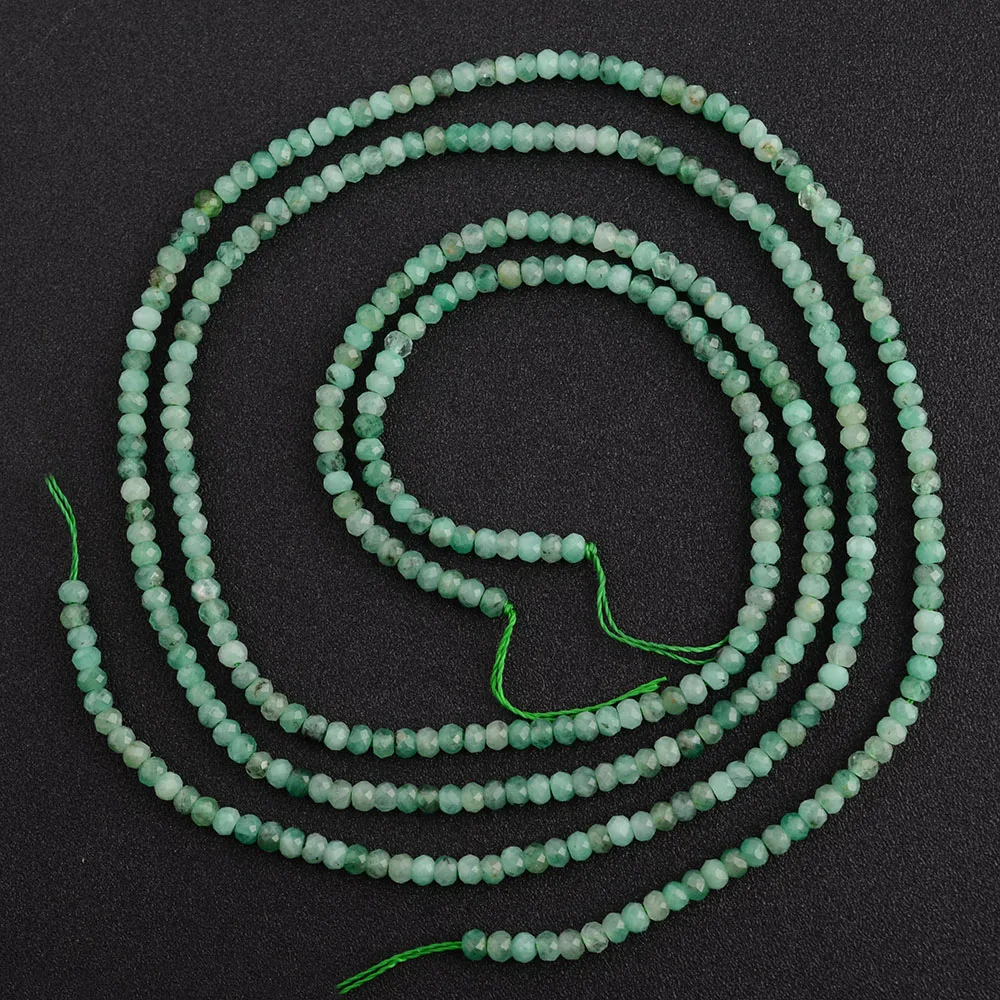 2strands 2x3mm Prírodné Tvárou Emerald Kolo kameň Korálky Pre DIY náhrdelník náramok šperky, aby 15 