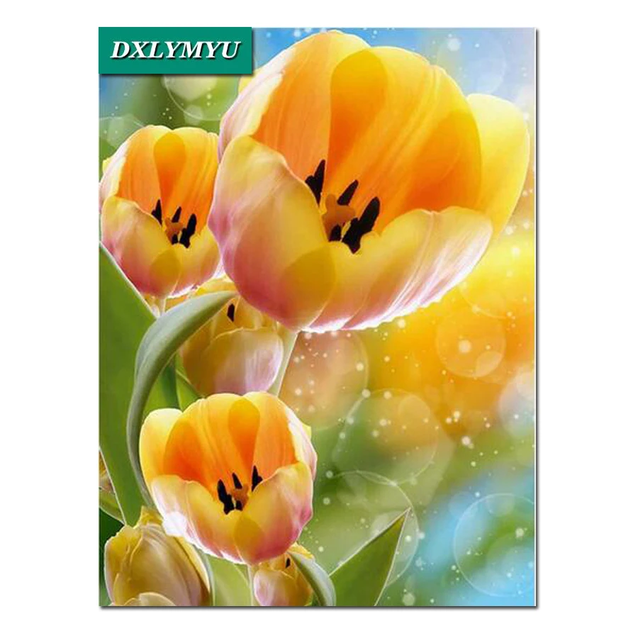 3d diamond výšivky žlté tulipány diamond mozaiky výšivky obrázky domáce dekorácie cross-stitch súpravy maľovanie na kamienky