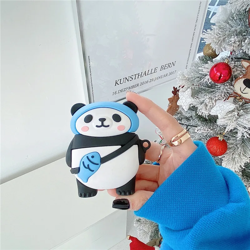 3D Roztomilý Kreslený Panda Silikónové Bluetooth Bezdrôtové Slúchadlá puzdro Pre Apple AirPods pro 3 pre AirPods 1 2 Kryt s Kľúčom