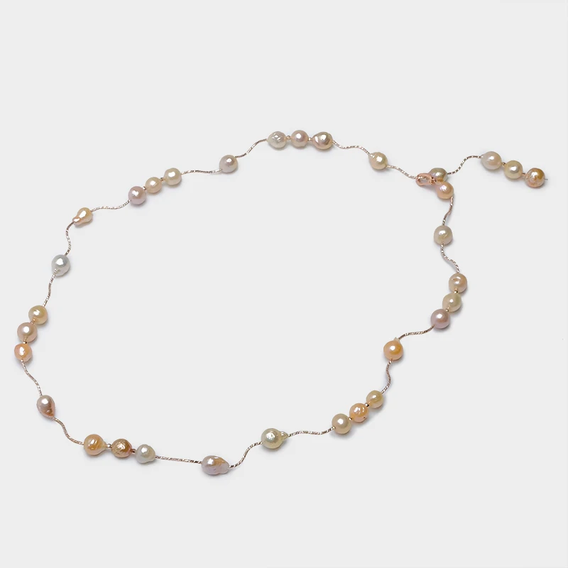 Amorita boutique Vynikajúce prírodné sladkovodné perly dlhý elegantný náhrdelník
