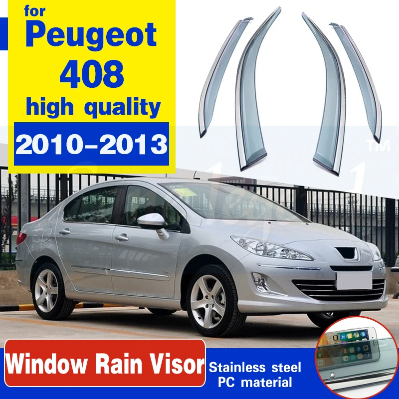 Auto Okno Clonu Prieduch Dážď Štít Útulku Kryt Rámik Pre Peugeot 408 2010-2013 Auto Styling Accessorie Auto Okno Kryt Dážď
