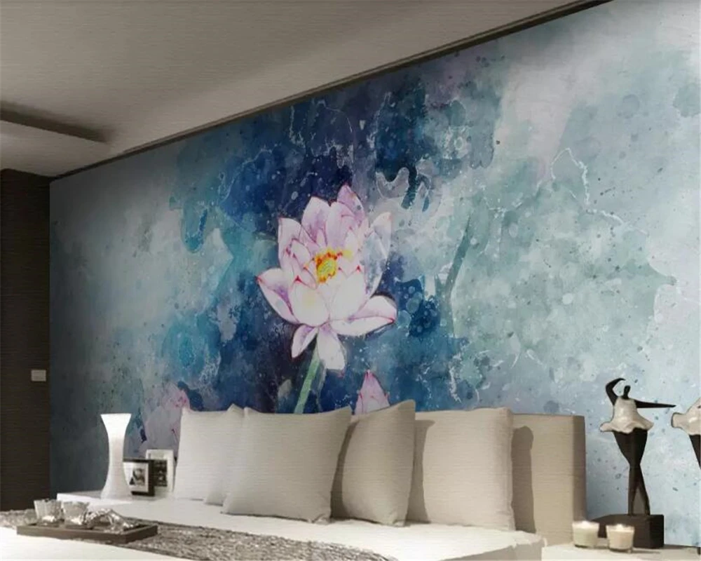 Beibehang stenu papier pre deti izba Čínsky atrament abstraktné svetlo lotus domáce dekorácie steny v obývacej izbe tapety na steny 3 d