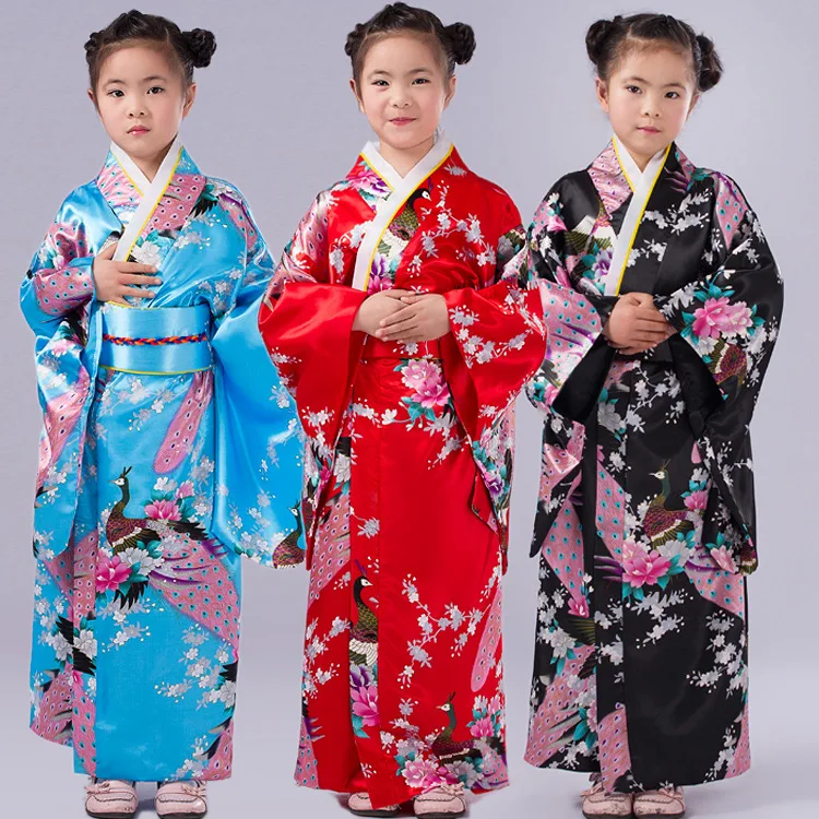 Deti Páva Yukata Oblečenie Dievča Japonské Kimono Šaty Deti Yukata Haori Kostým Tradičné Japonské Kimono Kostým Dieťa