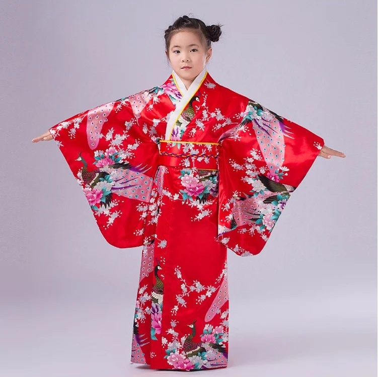 Deti Páva Yukata Oblečenie Dievča Japonské Kimono Šaty Deti Yukata Haori Kostým Tradičné Japonské Kimono Kostým Dieťa