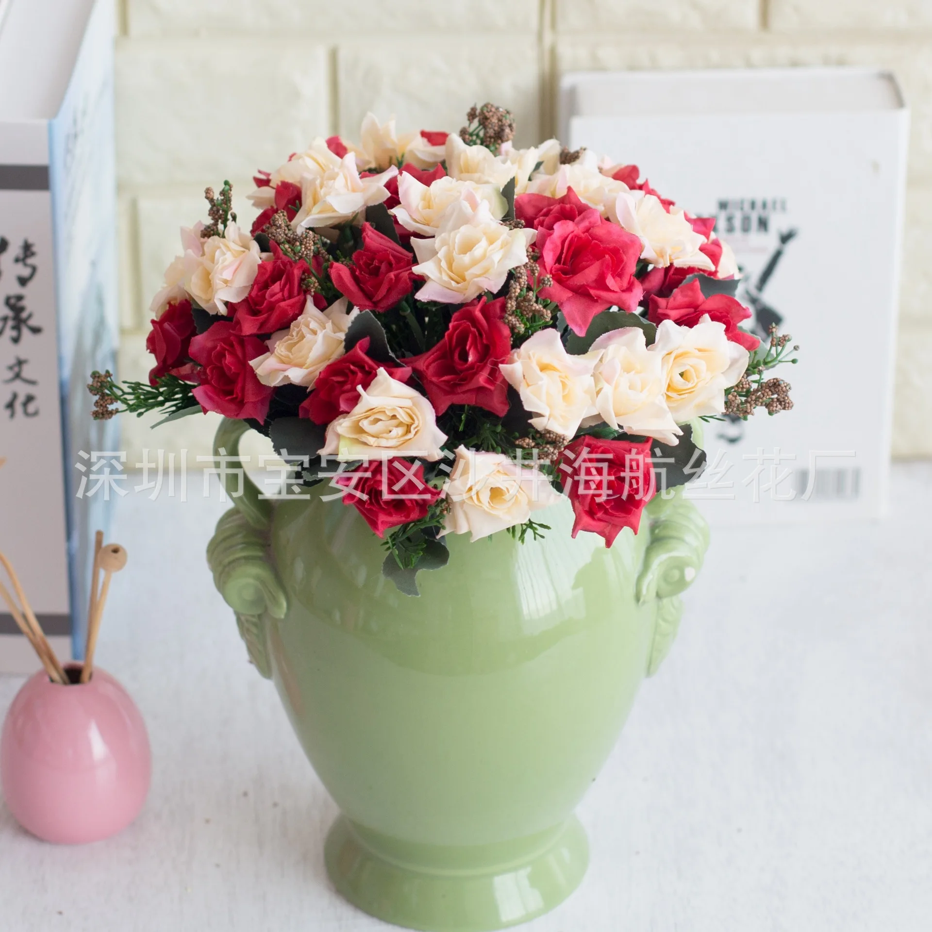 Hodvábneho Kvetu Imitácia Kvety 10 Vedúci Olejomaľba Južná Kórea Rose Rose Umelý Kvet Bytové & Dekorácie
