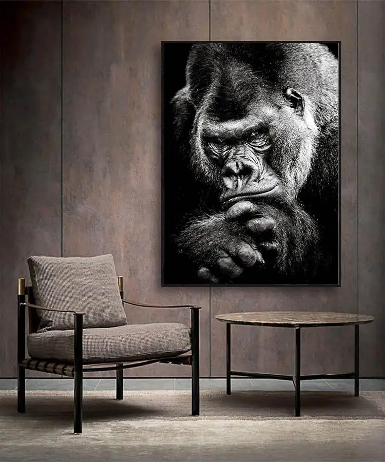 Home Decor Modulárny Plátno 1 Obrázok zvierat Gorila úsmev plagát maľovanie obývacia izba Plagát Maliarske Plátno