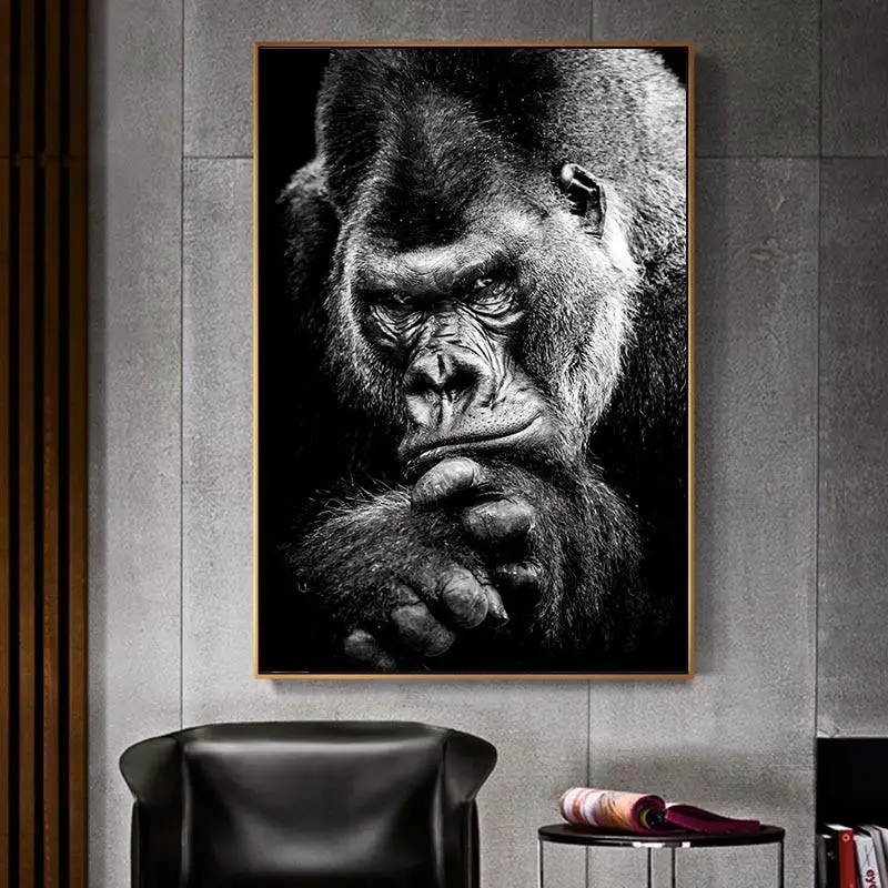 Home Decor Modulárny Plátno 1 Obrázok zvierat Gorila úsmev plagát maľovanie obývacia izba Plagát Maliarske Plátno