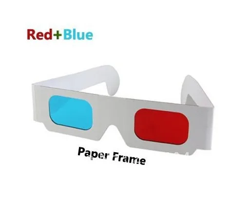 Hot predaj 50pcs/veľa Papiera 3D Anaglyph Okuliare Papierové 3D okuliare zobraziť anaglyph Red cyan Červená/Modrá 3d sklo
