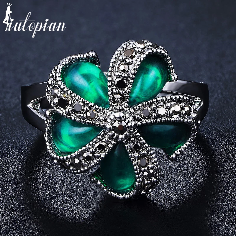 Iutopian Nový Príchod Jedinečný Dizajn Ženy ' s Green/Red/Black Crystal Prst Prsteň Imperial Tvar Vintage Šperky #T3510black