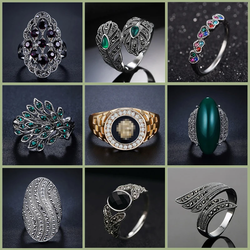 Iutopian Nový Príchod Jedinečný Dizajn Ženy ' s Green/Red/Black Crystal Prst Prsteň Imperial Tvar Vintage Šperky #T3510black
