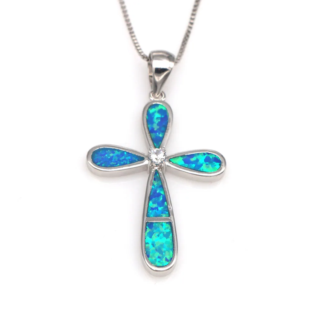 JZP0109New Kríž Opal Prívesok Náhrdelník Fashion Pop Opal Blue Cross Prívesok Náhrdelník dámske Módne Šperky