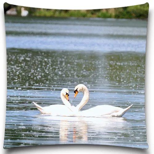 Láska Swan roztomilý vtákov Bavlna polyester Vankúš dekoratívne auto pohovka kreslo Mäkkého materiálu Námestie 5 veľkosť 9 štýl