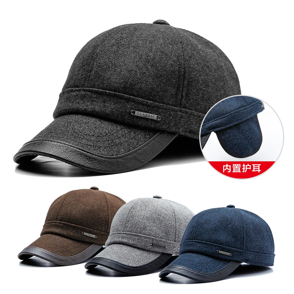 Nové slnečné klobúk bežné jeseň a v zime sa ženy a muži šiltovku strednej a staré ochranu sluchu teplé čiapky 14136