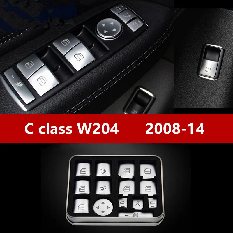 Okenného Skla Zdvíhacie Tlačidlá Flitrami Dekorácie 14Pcs Na Mercedes Benz C Trieda W204 2008-ABS Dvere Auta Opierkou Výbava Obtlačky