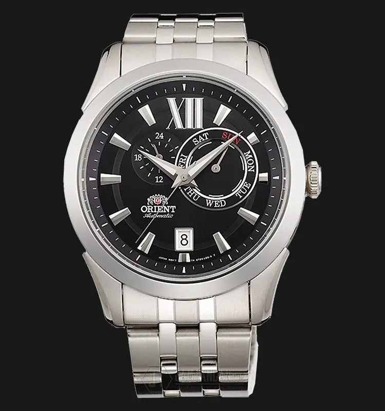 ORIENT FET0X004B automatické pánske hodinky black dial-kalendár-z nerezovej ocele, automatické pánske hodinky black dial