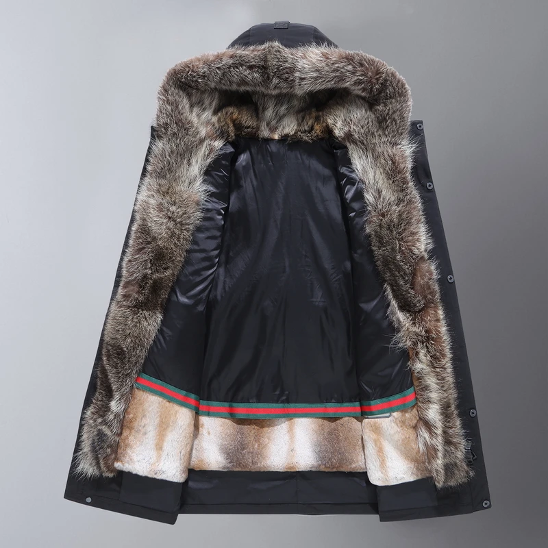 PViviYong 2020 zimné vysoko kvalitnej reálne kožená bunda mužov ,American mýval obojky Noriek líniové Parker mužov kabát 1909