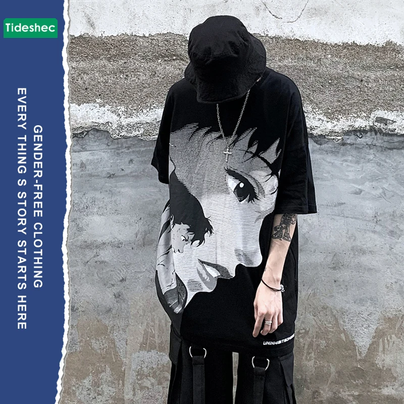 Pánske Hip Hop Anime, Komiksu, Tlač Tričko Streetwear Voľné Topy Nadrozmerná Harajuku kórejský Letné T-shirt Anime Oblečenie 2021