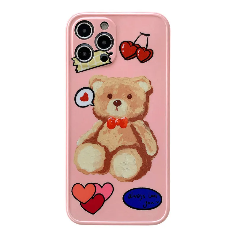 Roztomilý Kreslený Cherry Medveď kórejský Telefón puzdro Pre iPhone 12 11 Pro Max Xr X Xs Max 7 8 Puls SE 2020 Prípadoch, Mäkké Silikónové Krytie