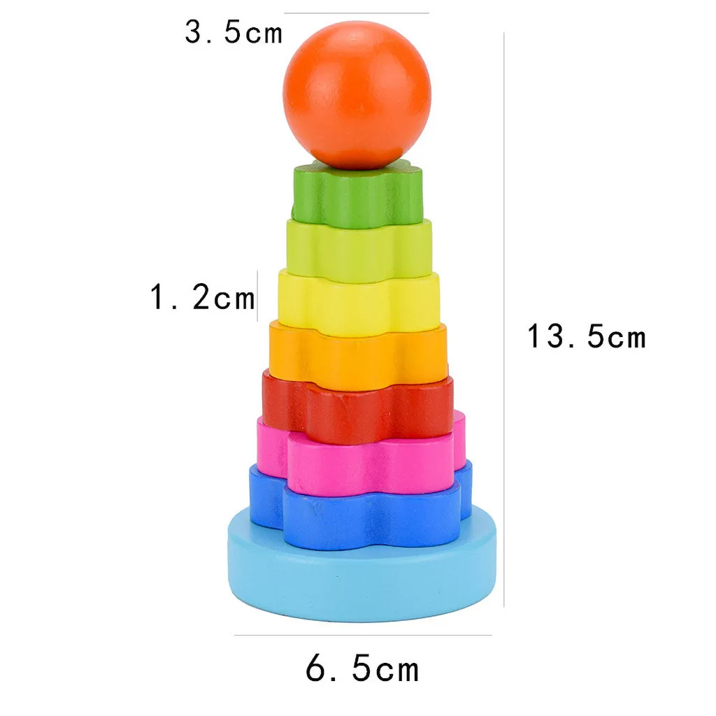 Skladaný hračky, 1 ks Detská sada drevené hračky Dieťa Dieťa Rainbow Tower Krúžok Drevené Stohovanie Skoré Vzdelávanie Vzdelávacie Hračka