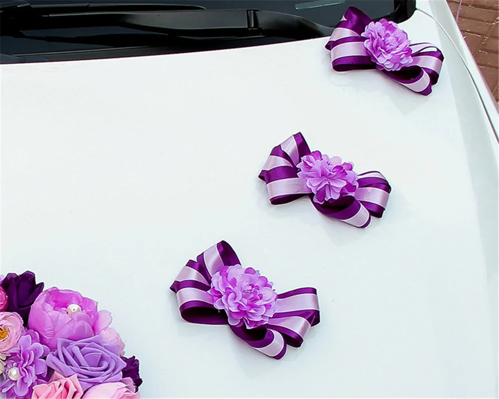 Svadobné auto skrášliť dekoratívne stuhou luku kvet Umelý kvet, svadobné, vianočné party, motor auta decoratio Skúmie