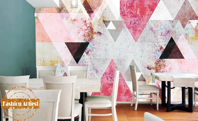 Vlastné moderné jednoduché módy geometrie tapety nástenná maľba ružový trojuholník umenie diretion tv pohovkou, spálňa, obývacia izba, kaviareň a bar office
