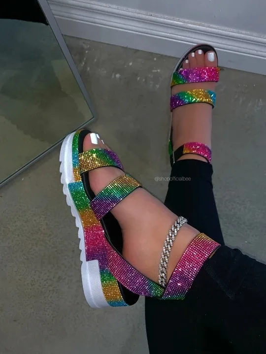 Vonkajšie kolo prst platformu sandále dámske platformy high-klinové podpätky sandále pracky klin sandále letné topánky módny trend