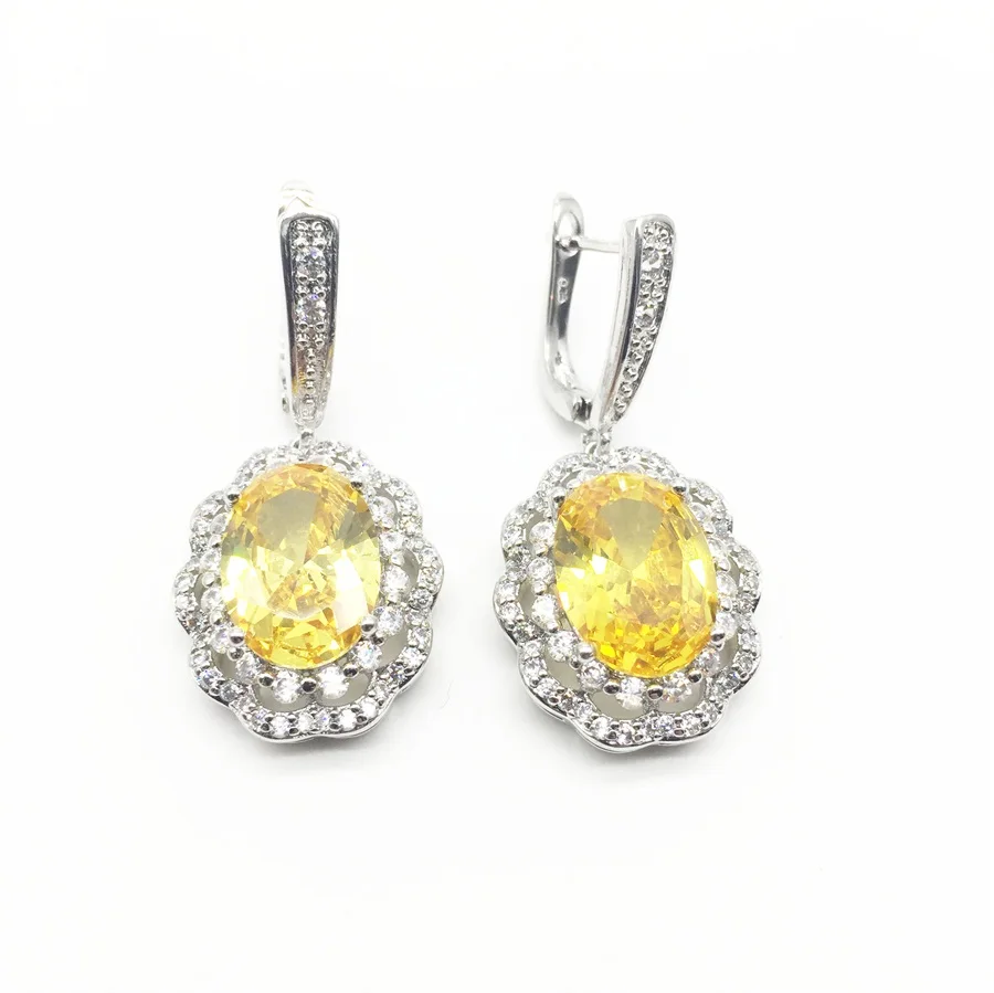 Vysoká Kvalita Kolo žltá Anstrian Crystal Dámske Šperky Rýdzeho Striebra 925 Módne Šperky Sady Vianočné Darčeky