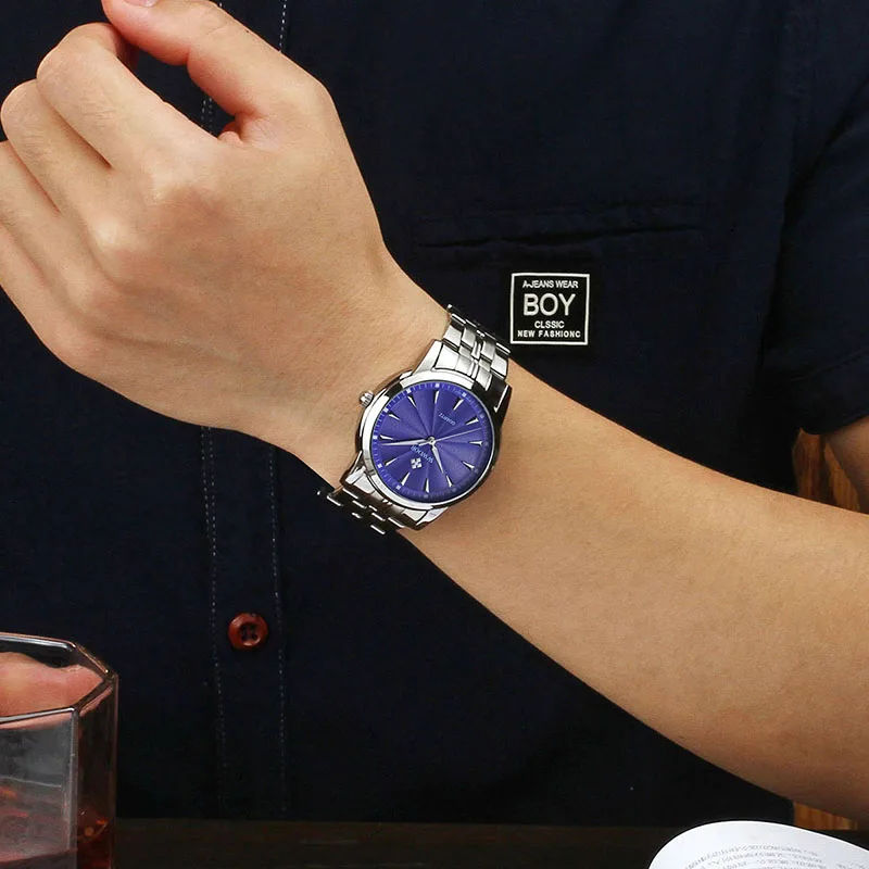 WWOOR hodinky pánske 2020 luxusné Módne značky classic pánske Hodinky Modrá Nepremokavé nerezové náramkové hodinky pánske montre homme