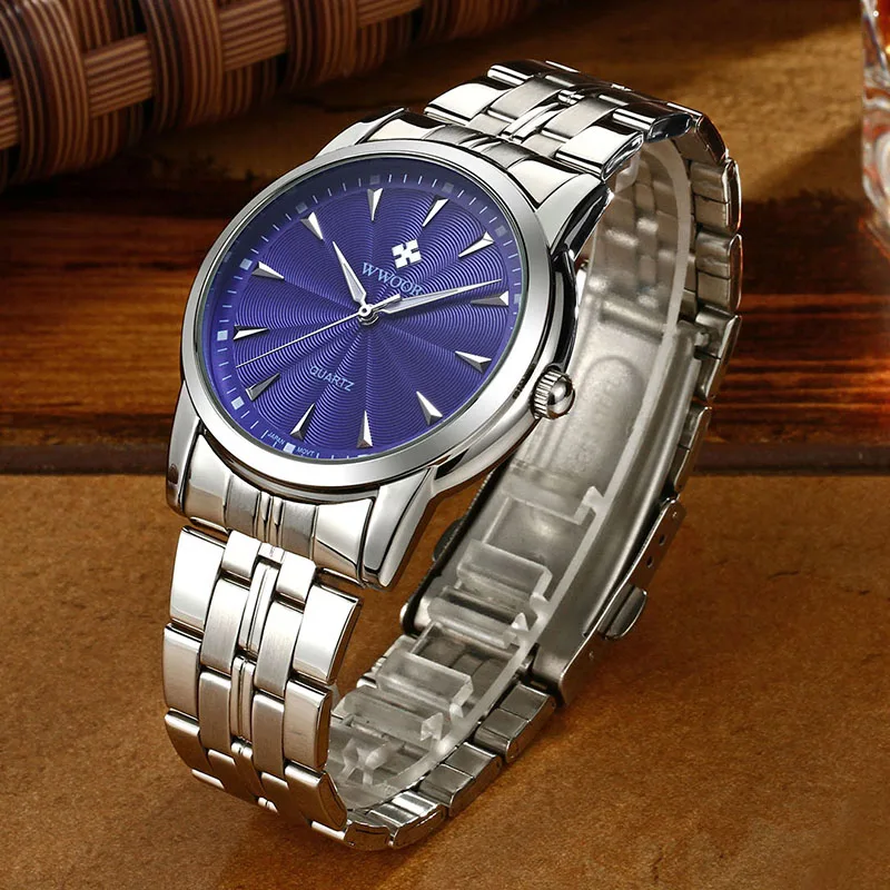 WWOOR hodinky pánske 2020 luxusné Módne značky classic pánske Hodinky Modrá Nepremokavé nerezové náramkové hodinky pánske montre homme