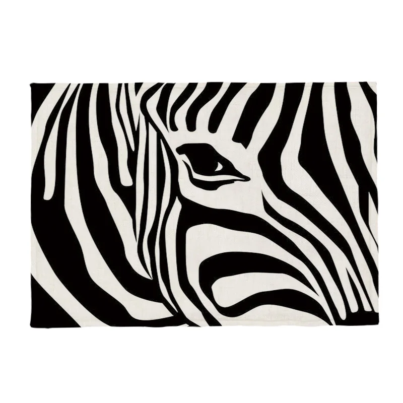Zebra Black Line Dráha Geometrie 42*32 cm Domáce Dekorácie Obývacia Izba Polyester Bielizeň Tlač Placemat Na Mapu Prispôsobenie