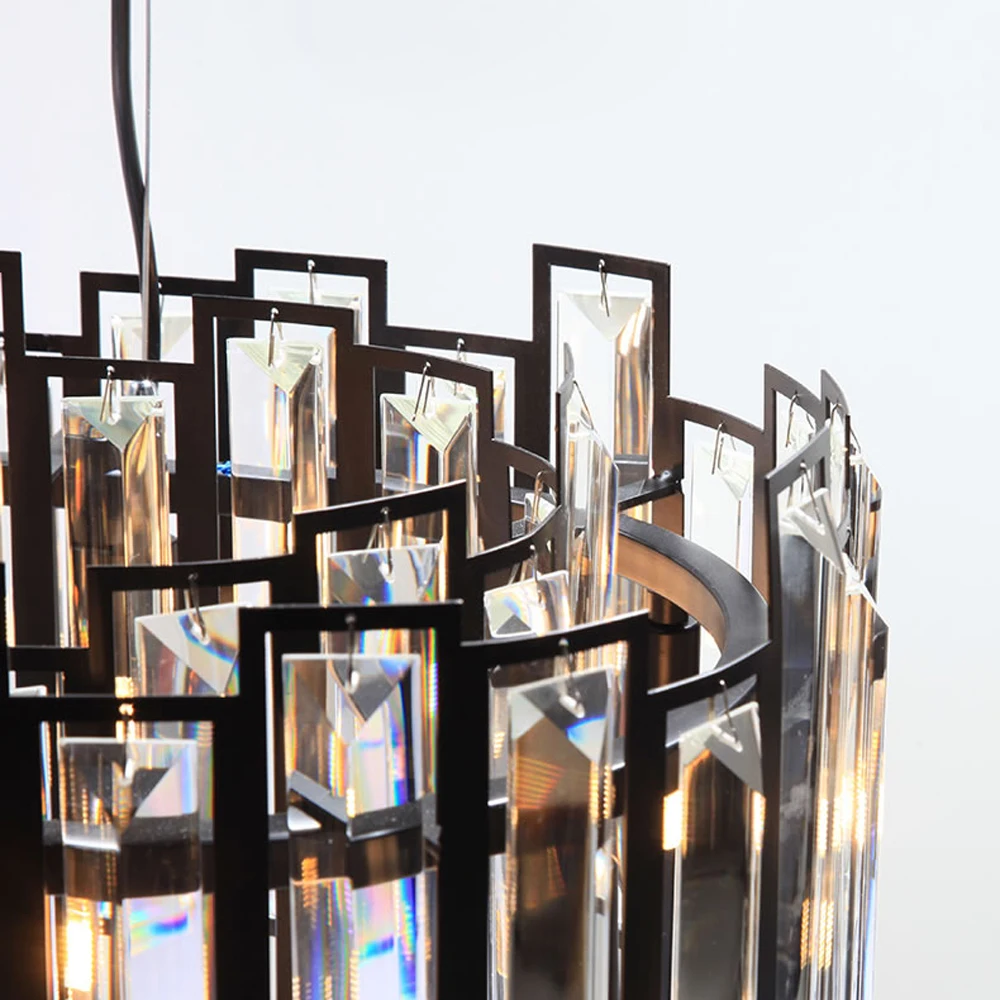 ZISIZ g9 led Postmoderných Železa Crystal Clear Black Luster Osvetlenie Pozastavenie Svietidlo Lampen Lesk Pre Jedáleň