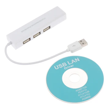 1 KS USB Ethernet S 3 Port USB HUB 2.0 RJ45 Lan Sieťové Karty USB Ethernet Adaptér Pre PC USB 2.0 HUB S USB, LAN Driver