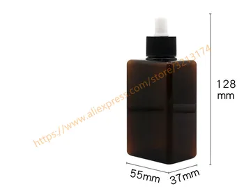 150 ml clear/hnedý/modrý/čierny štvorec na PET fľaše s plastovým krúžkom+žiarovka kvapkadla veko,esenciálny olej fľaše.kozmetické kontajner