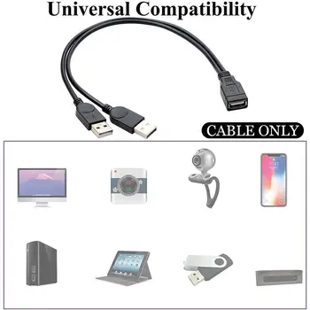 1PC USB 2.0 Muž Na 2 Dual USB Female Jack Y Splitter kábel, Kábel usb Rozbočovač usb Adaptér, Kábel 30 cm predĺženie Napájacieho V0N4