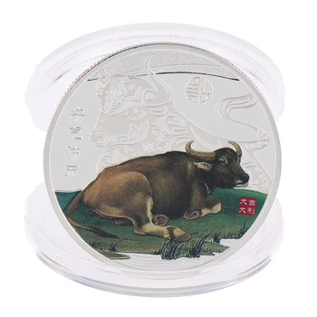 1PC Čínskeho Zverokruhu Suvenír Mince Non-mincového obeživa Pre Domáce Dekorácie Kolekcie Darček 2021 Rok Ox Pamätné Mince