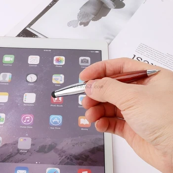 2 V 1 Mini Dotykový Displej dotykové Pero Drevené Guľôčkové Pero Pre iPad, iPhone, Samsung Tablety Študent Dary
