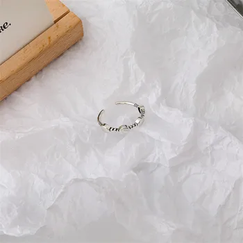 2021 Nový Kórejský Black Crystal Srdce Vintage Prstene Pre Ženy Módne Šperky Nastaviteľný Krúžok Darček