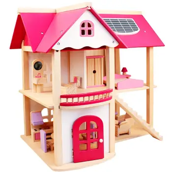 3D DIY Doll House Drevený Nábytok Súprava Baby Doll Domy Miniatúrny domček pre bábiky Príslušenstvo Maison Narodeniny Darček Pre Dievča OO50WW