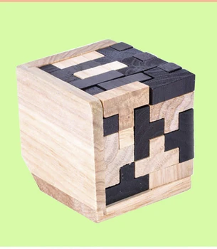 3D Drevené Puzzle 54 KS tvare T-Geometrické Skladačky Logiky Puzzle Vzdelávacie Hračky pre Batoľatá Vzdelávacie Hračky pre Deti,