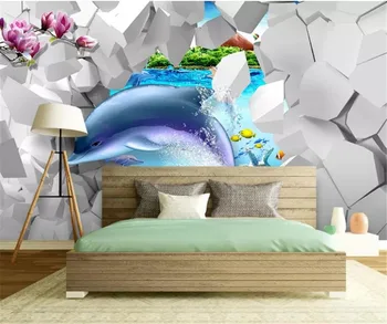 3d Tapety Štýlové Moderné Underwater World Dolphin Cool 3D TV joj, Nástenné Dekorácie, Nástenné Tapety