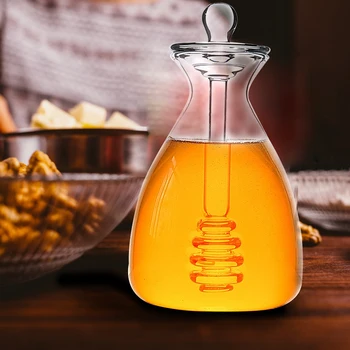 500 ML Sklo Med Jar S Dipper Sklo, Ručne vyrábané Med Jar S Dipper A Honey Pot S Box Kuchynské Náradie Najnovšie