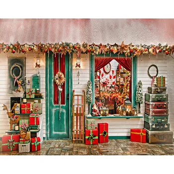 7x5FT Vianočné Darčeky Santa Shop Kufor Cestovanie Vlastné Photo Studio Pozadie Pozadie Vinyl 220 cm x 150 cm
