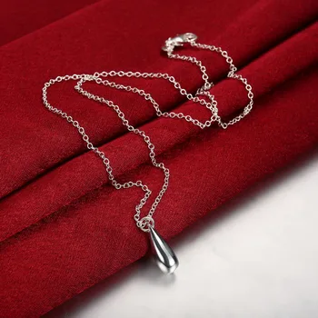 925 silver dlhé náhrdelníky, prívesky, módne vyhlásenie náhrdelník pre ženy Reťazca Luxusné Veľké CZ kvapka Vody prívesok Rolo náhrdelník