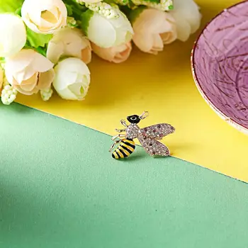 Bee Pin Med Brošňa Bee Klopě Pin Smalt Drahokamu Imitácia Perly Hmyzu Zvierat, Šperky, Módne Vintage Bee Hmyzu Brošňa