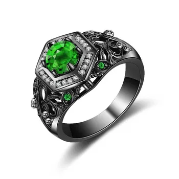 Hainon Módne Čierne Zlato Farba Zelená AAA Prstene pre ženy, Dievča, šperky Vintage Punk Duté Kríž Dizajn Strany Krúžky