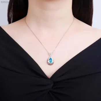 Hot predaj 2019 módne jednoduché-navrhnutý tak, prírodné blue topaz 925 sterling silver žena náhrdelník s príveskom